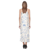 Cute sushi icon pattern V-Neck Open Fork Long Dress