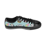 Cute baby panda pattern Men's Low Top Canvas Shoes Black