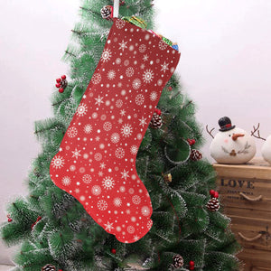 Snowflake pattern red background Christmas Stocking