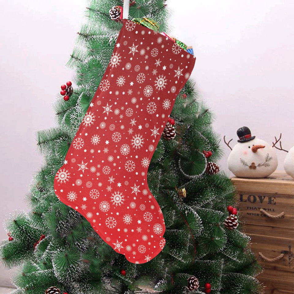Snowflake pattern red background Christmas Stocking