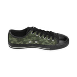 Digital Green camouflage pattern Men's Low Top Canvas Shoes Black
