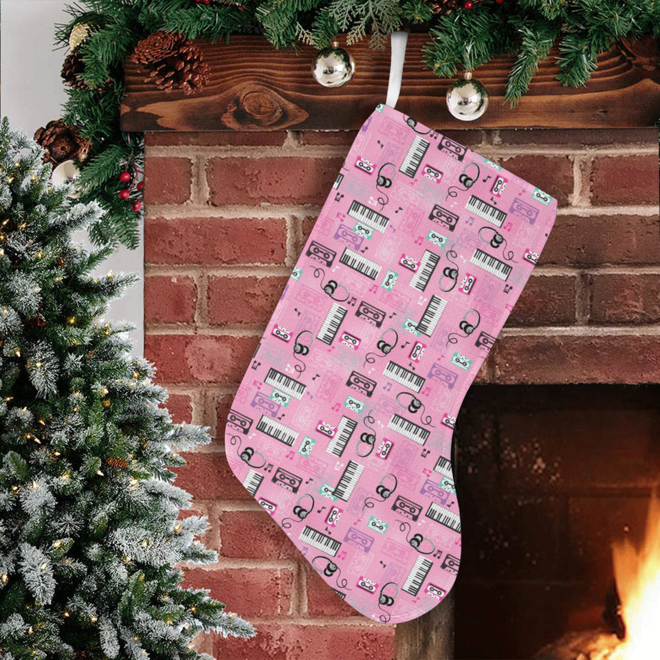 Piano Pattern Print Design 01 Christmas Stocking