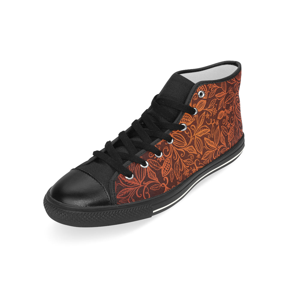 cacao beans tribal polynesian pattern Men's High Top Canvas Shoes Black