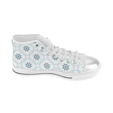 nautical steering wheel chain Women's High Top Canvas Shoes White