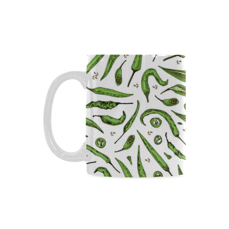 Hand drawn sketch style green Chili peppers patter Classical White Mug (Fulfilled In US)