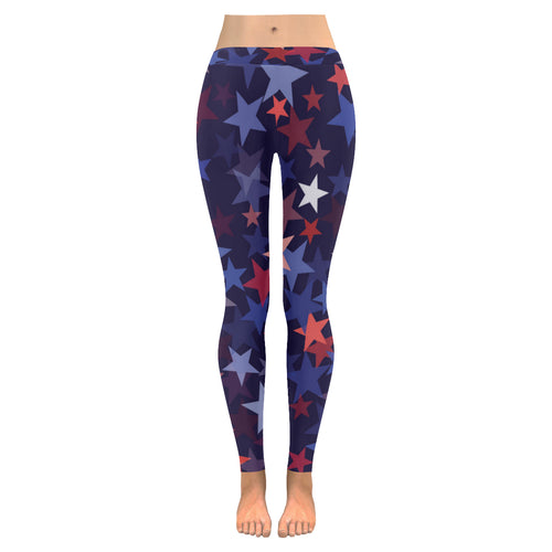 Red blue star pattern Women's Legging Fulfilled In US