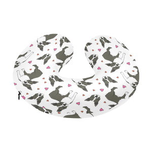 Boston terrier dog hearts vector pattern U-Shaped Travel Neck Pillow