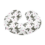 Boston terrier dog hearts vector pattern U-Shaped Travel Neck Pillow