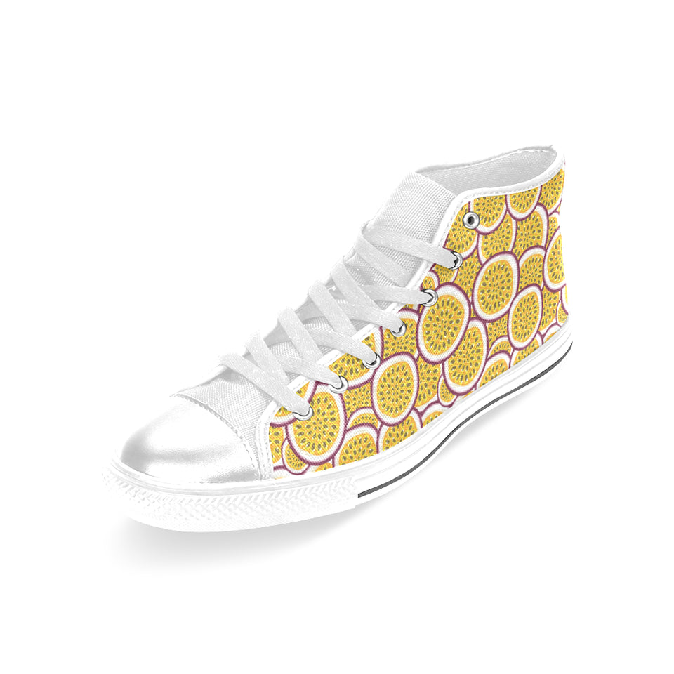 Passion fruits slice pattern Women's High Top Canvas Shoes White