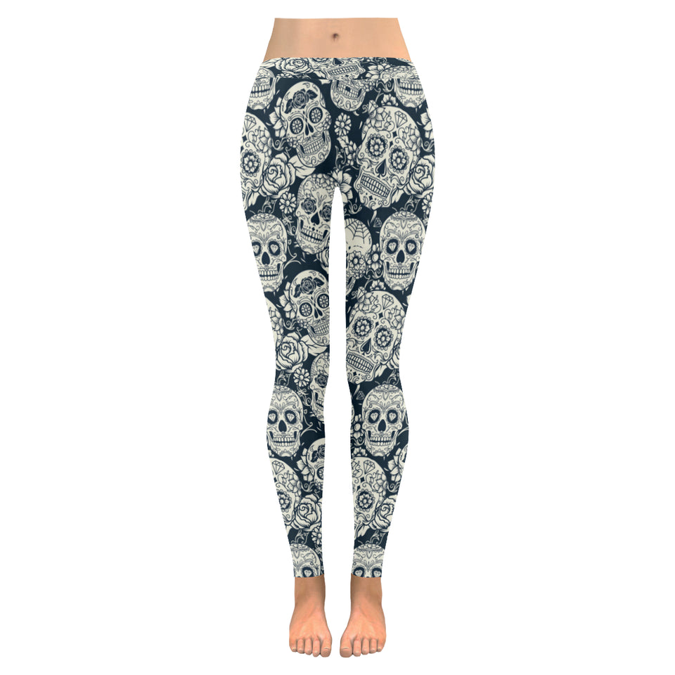 Sugar skull black white pattern Women's Legging Fulfilled In US