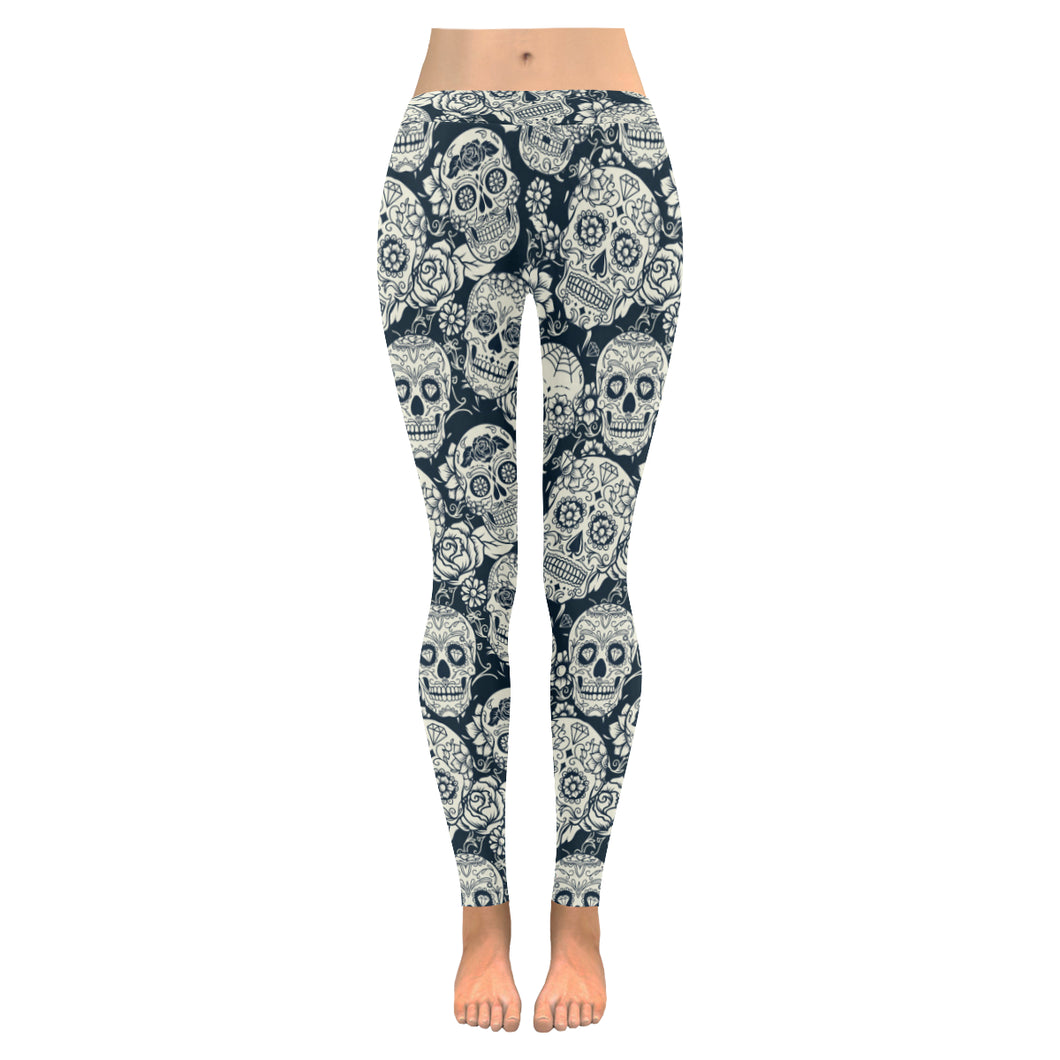 Sugar skull black white pattern Women's Legging Fulfilled In US