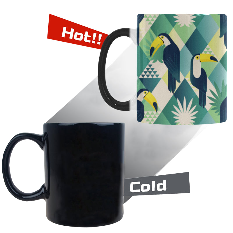 Toucan tropical leaves design pattern Morphing Mug Heat Changing Mug