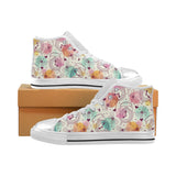 Clock butterfly pattern Women's High Top Canvas Shoes White