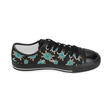 Sea turtle blue stone pattern Kids' Boys' Girls' Low Top Canvas Shoes Black