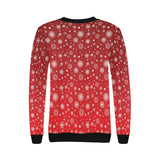 Snowflake pattern red background Women's Crew Neck Sweatshirt