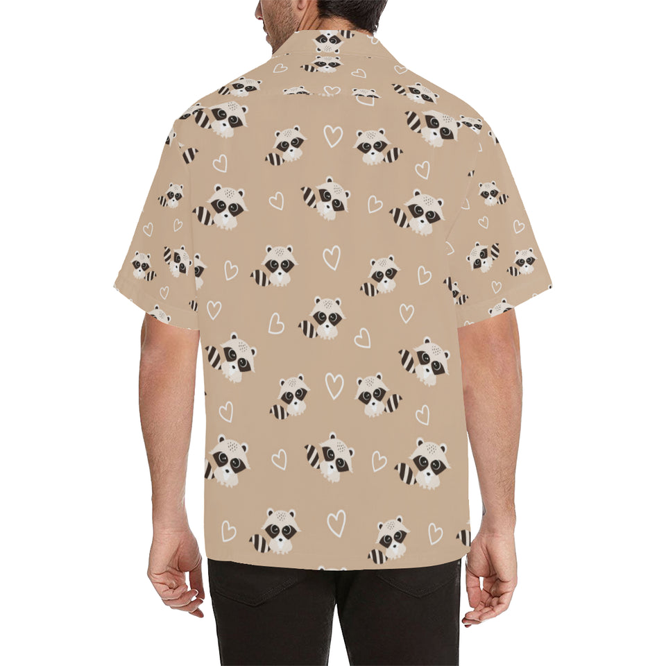 Cute raccoon heart pattern Men's All Over Print Hawaiian Shirt