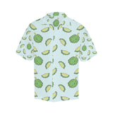 Durian pattern blue background Men's All Over Print Hawaiian Shirt