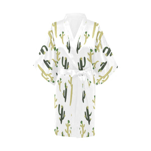 Cute cactus pattern Women's Short Kimono Robe