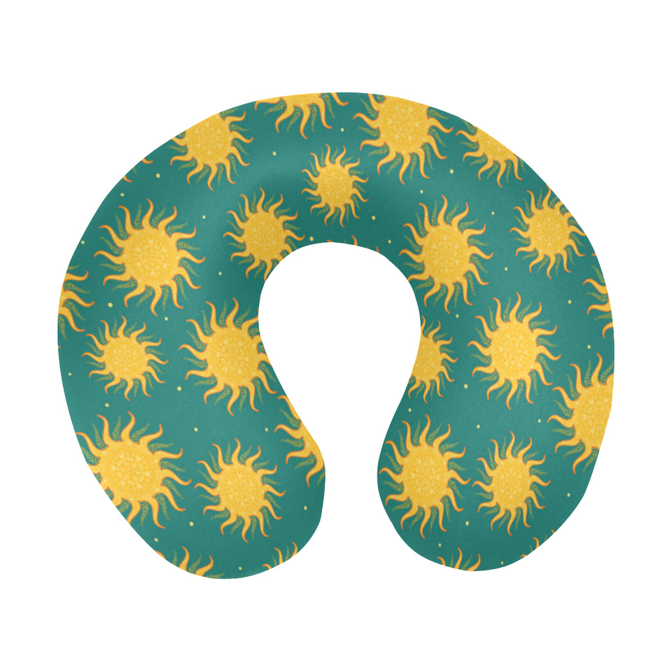 Sun green background U-Shaped Travel Neck Pillow