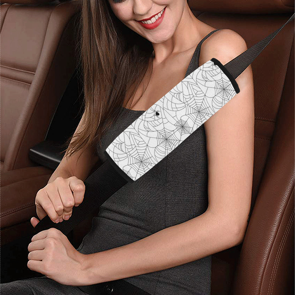 Spider web cobweb pattern white background Car Seat Belt Cover