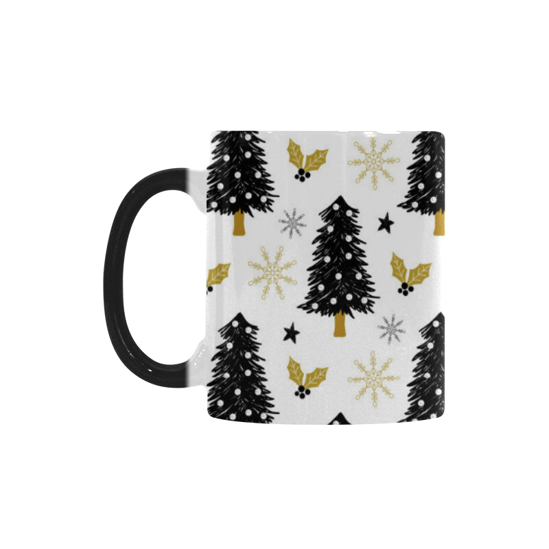 Christmas tree holly snow star pattern Morphing Mug Heat Changing Mug