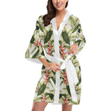 heliconia pattern Women's Short Kimono Robe