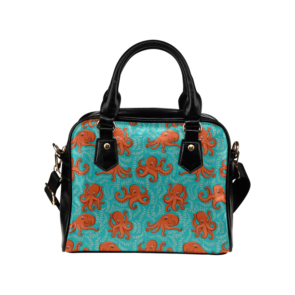 Octopus turquoise background Shoulder Handbag