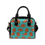 Octopus turquoise background Shoulder Handbag
