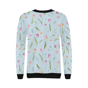 Watercolor Tulips pattern Women's Crew Neck Sweatshirt