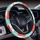 Red White sailboat wave background Car Steering Wheel Cover