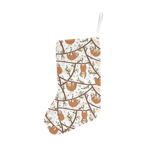 Sloths hanging on the tree pattern Christmas Stocking
