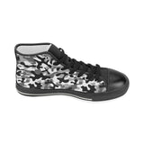 Black white camouflage pattern Women's High Top Canvas Canvas Shoes Black