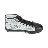 Cute dolphins Childish Style pattern Women's High Top Canvas Shoes Black