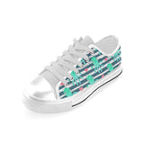 Cute octopuses heart striped background Men's Low Top Canvas Shoes White