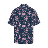 Pink sakura cherry blossom blue background Men's All Over Print Hawaiian Shirt
