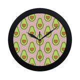 Avocado heart pink background Elegant Black Wall Clock