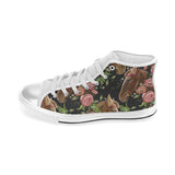 Horse head wild roses pattern Women's High Top Canvas Shoes White