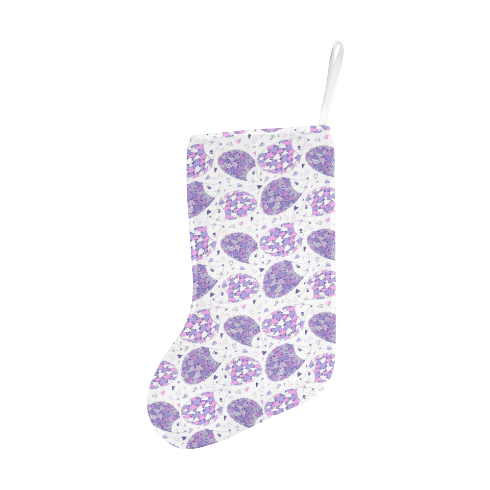 Hedgehog Pattern Print Design 05 Christmas Stocking