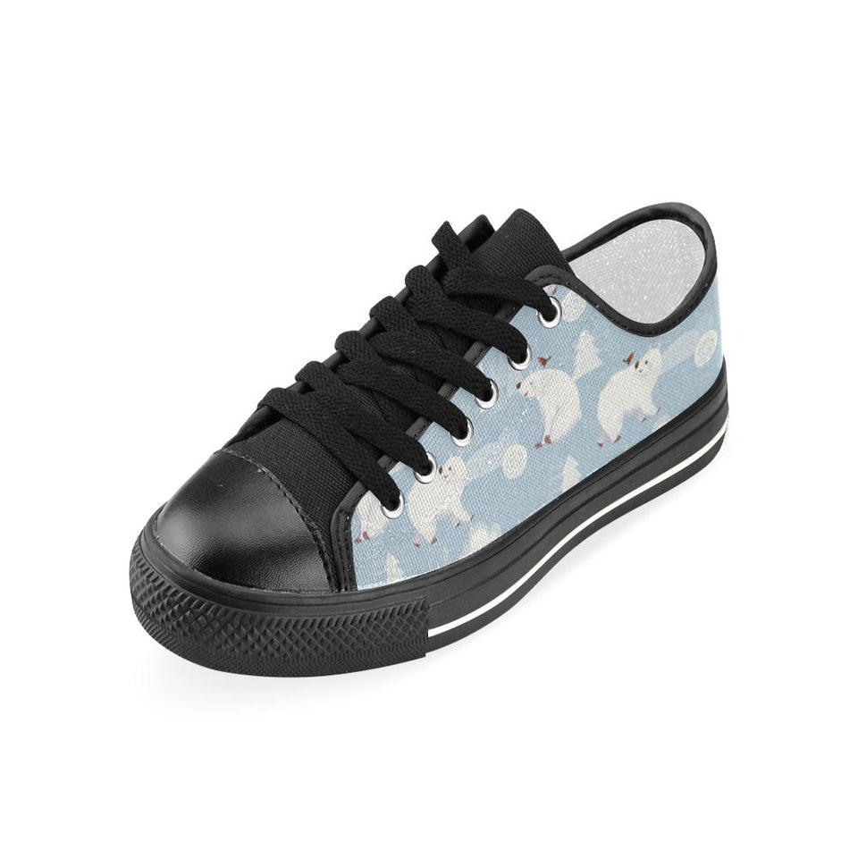 Cute polar bears Christmas decoration pattern Kids' Boys' Girls' Low Top Canvas Shoes Black