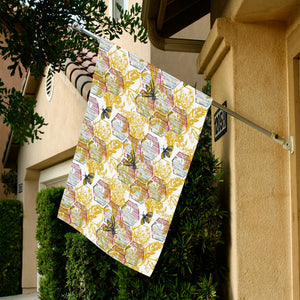 Cool Bee honeycomb leaves pattern House Flag Garden Flag