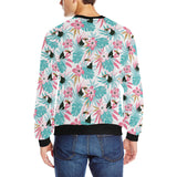 Toucan tropical flower leave pattern Men's Crew Neck Sweatshirt