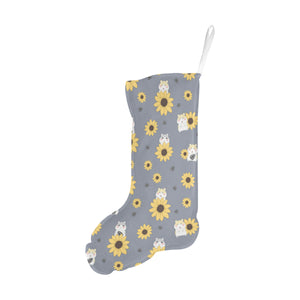 Cute hamster sunflower pattern background Christmas Stocking