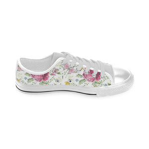 Hand drawn butterfly rose Men's Low Top Shoes White