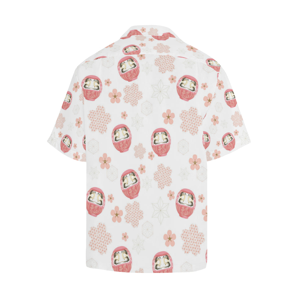 Daruma japanese wooden doll cherry blossom flower Men's All Over Print Hawaiian Shirt