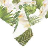 White orchid flower tropical leaves pattern Tablecloth