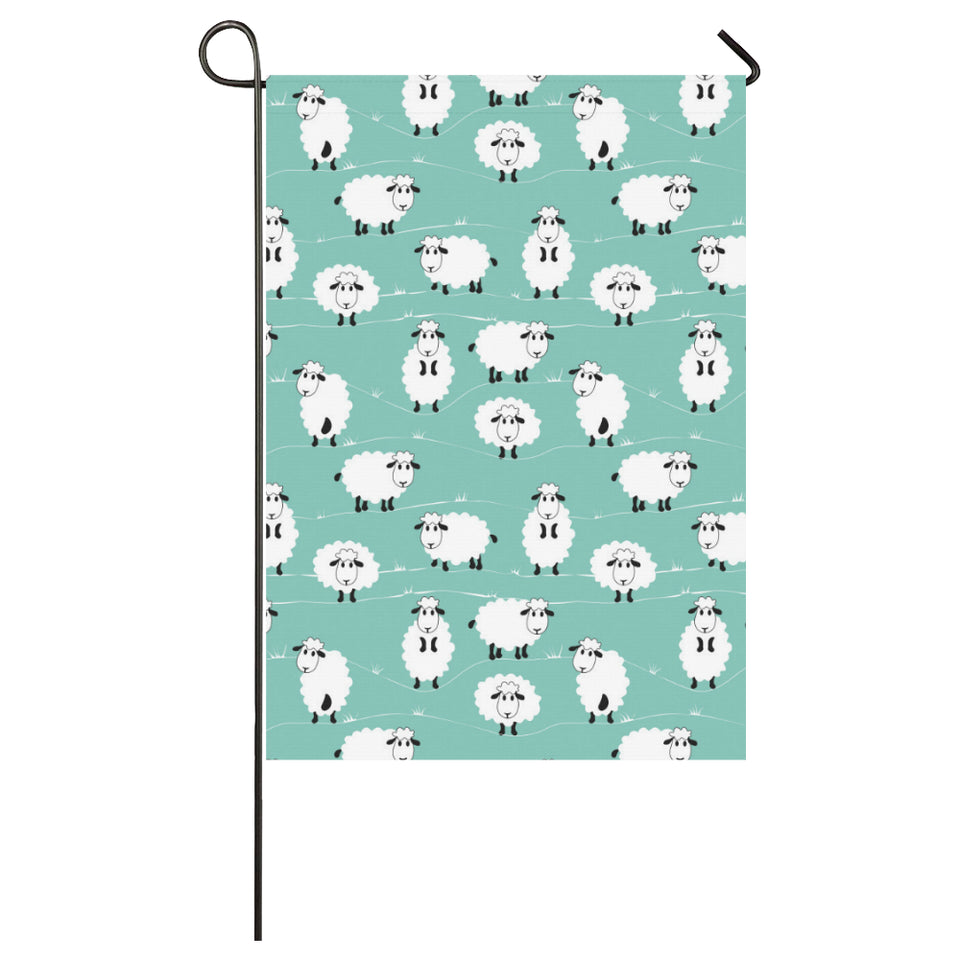 Cute sheep green background House Flag Garden Flag