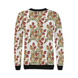 Red tulips and daffodils pattern Women's Crew Neck Sweatshirt