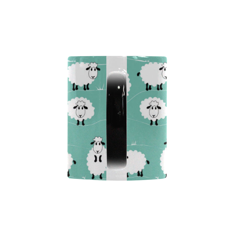 Cute sheep green background Morphing Mug Heat Changing Mug