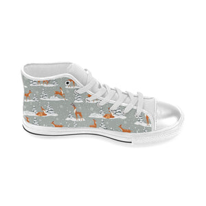 Beautiful deers Winter Christmas Women's High Top Canvas Canvas Shoes White