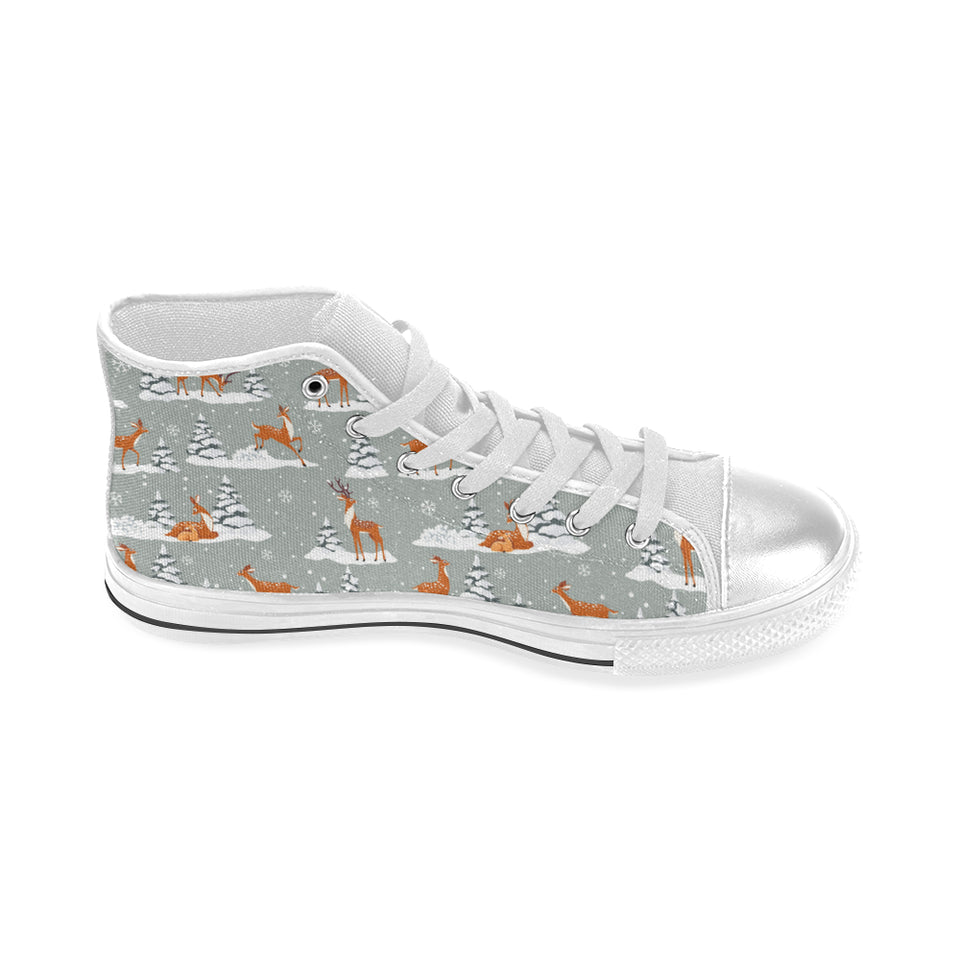 Beautiful deers Winter Christmas Women's High Top Canvas Canvas Shoes White